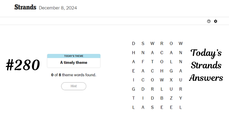 NYT Strands Hint Today Answers For Sunday, December 8, 2024 | Tellagraph.com