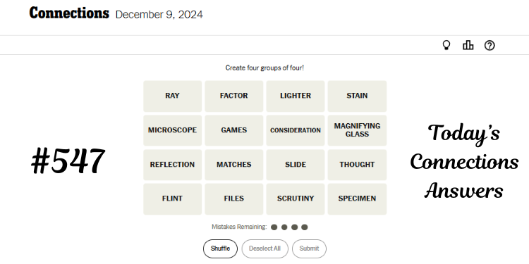 NYT Connections Hint Today Answers For Monday, December 9, 2024 | Tellagraph.com