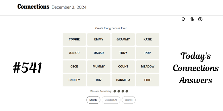 NYT Connections Hint Today Answers For Tuesday, December 3, 2024 | Tellagraph.com