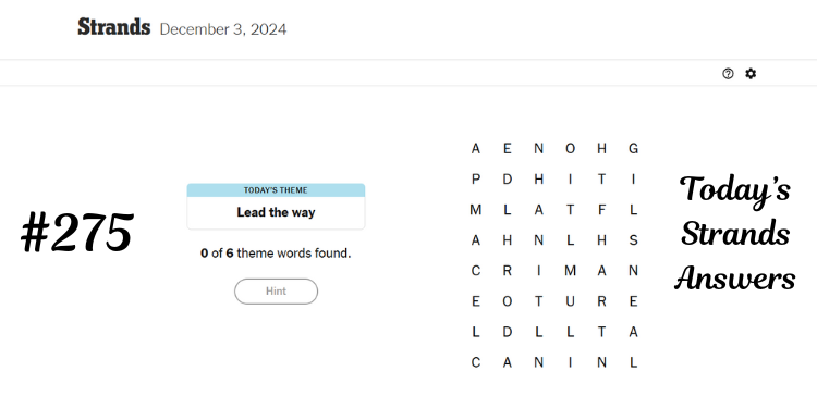 NYT Strands Hint Today Answers For Tuesday, December 3, 2024 | Tellagraph.com