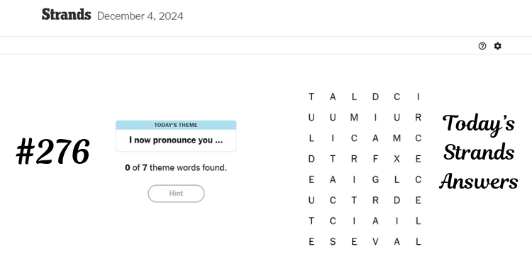 NYT Strands Hint Today Answers For Wednesday, December 4, 2024 | Tellagraph.com